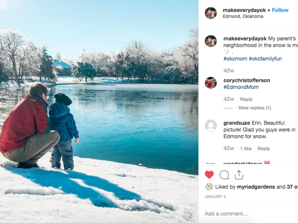 playing in the snow, okc family fun, winter