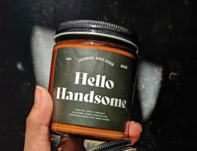 "hello handsome" candle, gift for men