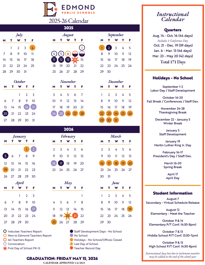 edmond public schools calendar 25-26