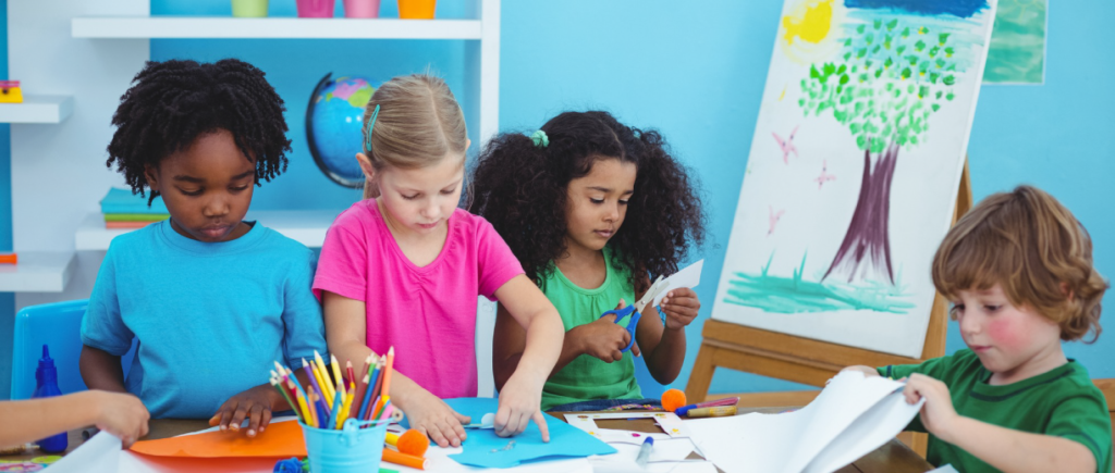 Children creating artwork