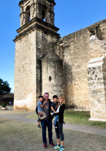 The author and her family standing in front of Mission San Jose in San Antonio.