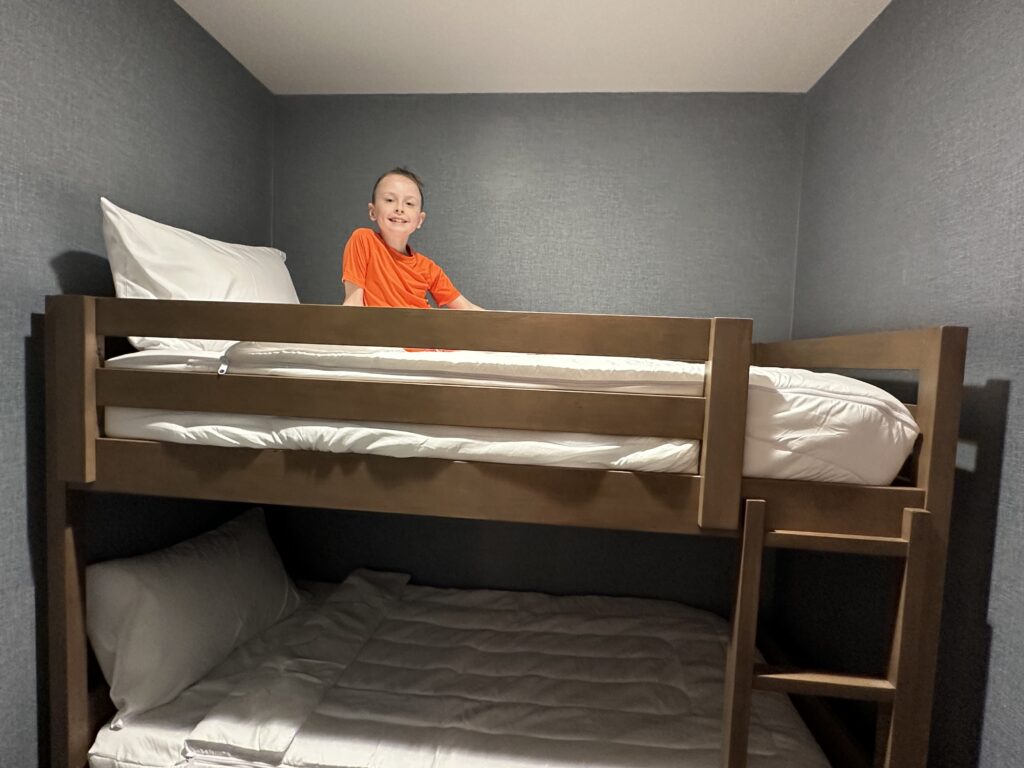 Some family suites at the OKANA resort include bunk beds. 