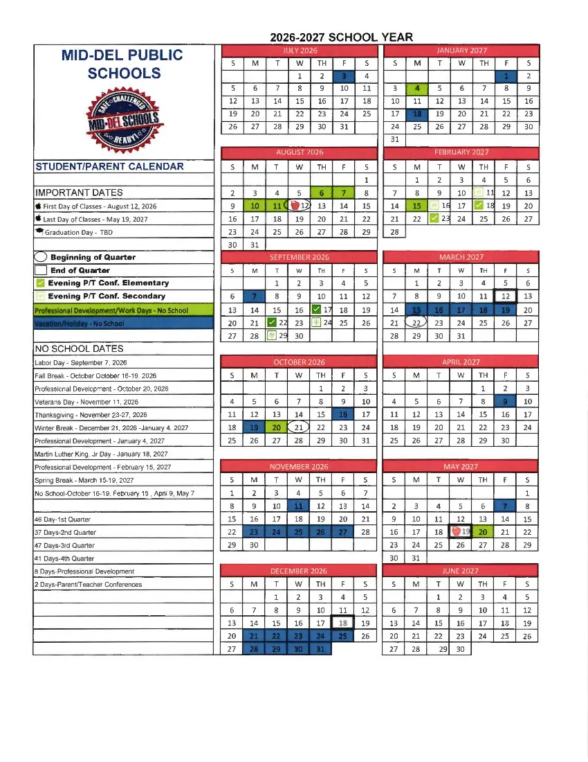 2026-27 calendar